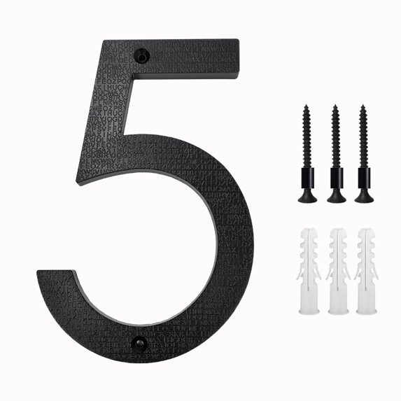 5" Modern Address House Numbers for Outside - Easy to Install 3D Matte Black Weatherproof No Rust, Individual Numbers for Address on House, Includes Screws, Door Mailbox Decor Home Address Number