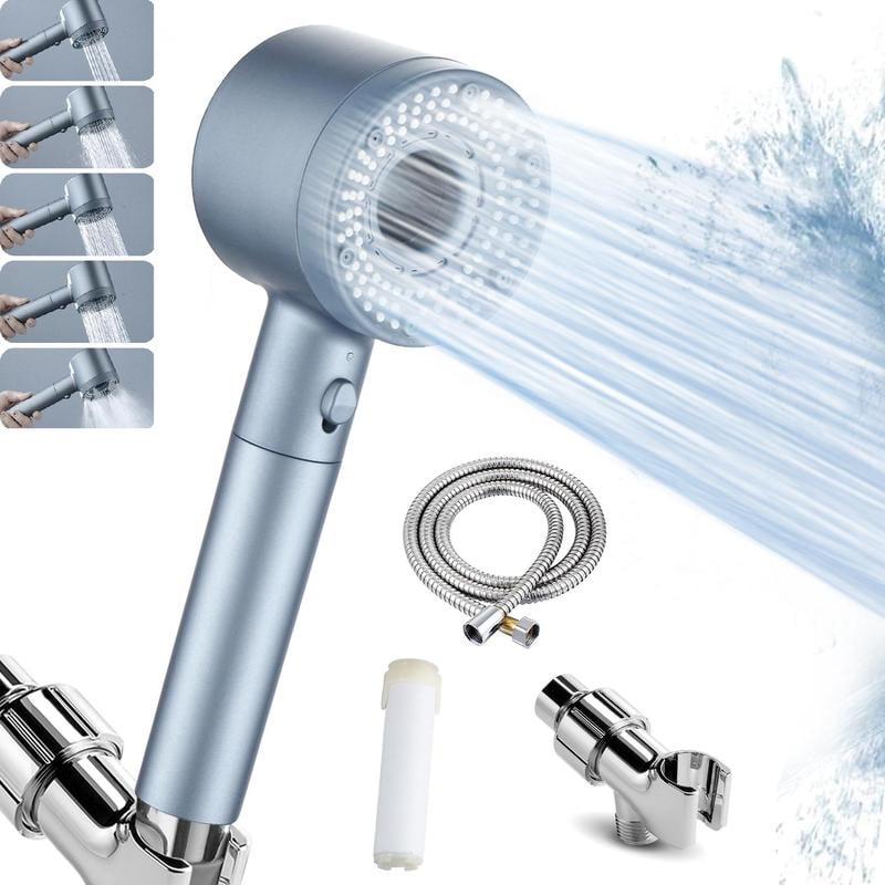 5 Modes, High-Pressure Shower Kit, Detachable Turbocharged Showerhead ...