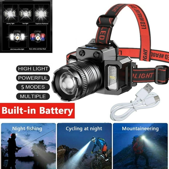 5-Modes LED Headlamp Motion Sensor Headlamp USB Rechargeable Canping Hiking Headlight(Logistics only For USPS.TK/TMEU only For self-pickup)