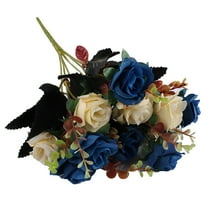 Under 5$ Mohdy 12 Small Roses (Dark Blue 1Pc),Artificial Flowers Artificial Roses.12 Little Rose Silk Flowers. Plastic Flowers Plants for Home Hotel Wedding Christmas Tables Decorations