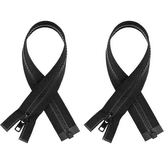 #5 Molded Black Plastic YKK® Separating Zippers (2 Pieces Per Pack) (23" Inches)