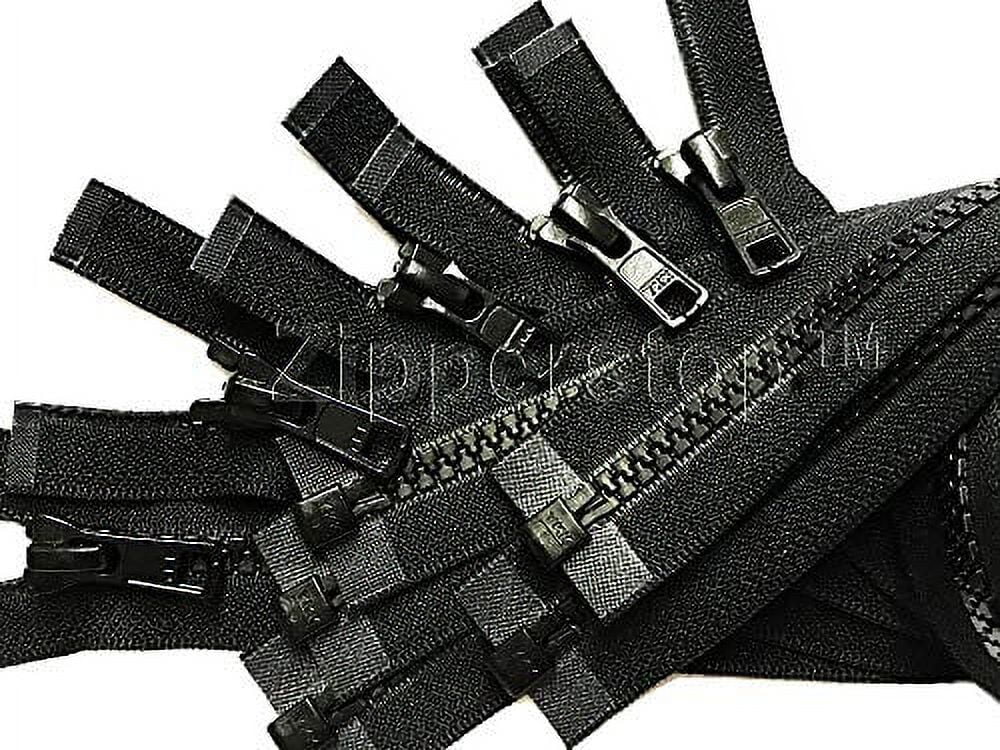 #5 Molded Black Vislon YKK Jacket Separating Zippers - Automatic Lock Slider - Choose Your Length - Made in The United States (25 Pieces Per Pack) (42" Inches)