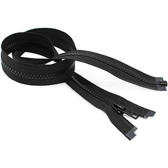 #5 Molded Black Vislon YKK Jacket Separating Zippers - Automatic Lock Slider - Made in The United States (25 Pieces Per Pack) (22" Inches)