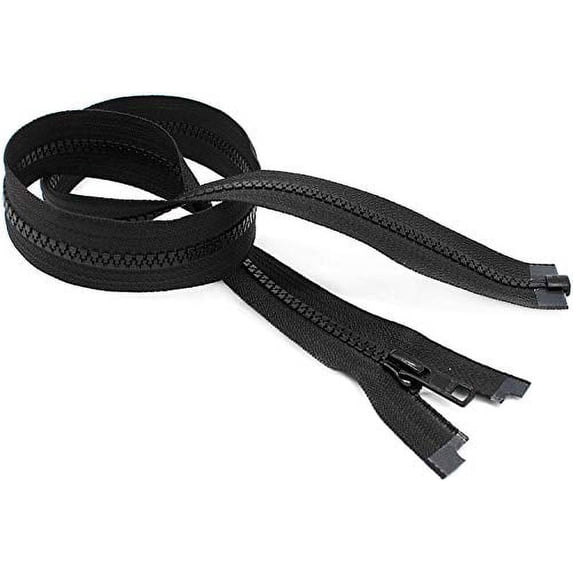 #5 Molded Black Vislon YKK Jacket Separating Zippers - Automatic Lock Slider - Made in The United States (25 Pieces Per Pack)
