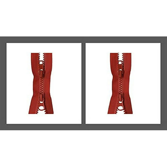 #5 Molded Vislon Atom Red YKK Jacket 2-Way Separating Zippers - Choose Your Length - Color: Atom Red #820 - Made in The United States (2 Zippers Per Pack)