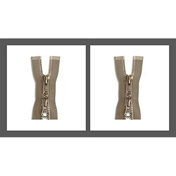 #5 Molded Vislon Beige YKK Jacket 2-Way Separating Zippers - Choose Your Length - Color: Beige #573 - Made in The United States (2 Zippers Per Pack)