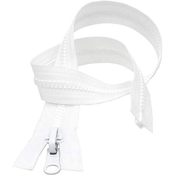 #5 Molded Vislon White YKK Jacket 2-Way Separating Zipper - Made in The United States (1 Zipper Per Pack) (32" Inches)