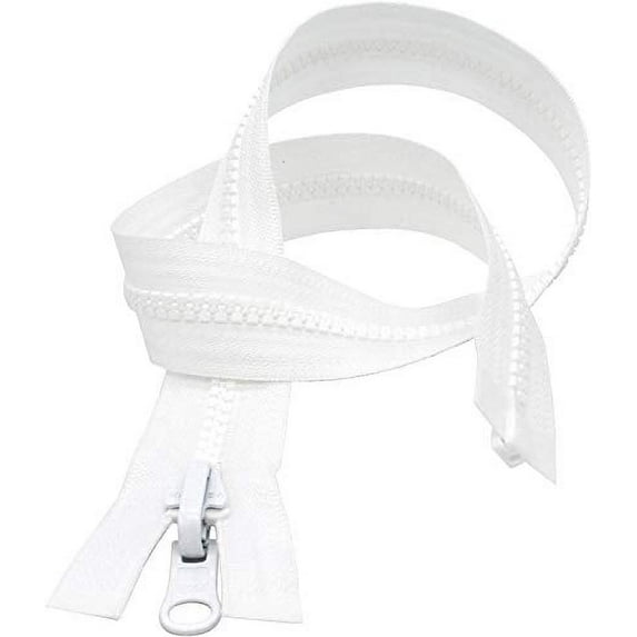 #5 Molded Vislon White YKK Jacket 2-Way Separating Zipper - Made in The United States (1 Zipper Per Pack) (32" Inches)