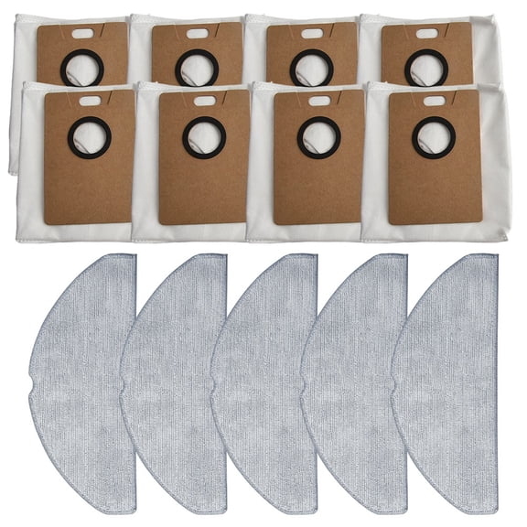 5 Mop Pads And 8 Dust Bags For Lydsto R1 Edge, For MIWHOLE M9 Lite, For ROIDMI Eve And For ROOK Robot Vacuums, Clog-Free Replacement Parts With Strong Seal, Microfiber Cleaning Cloths Kit