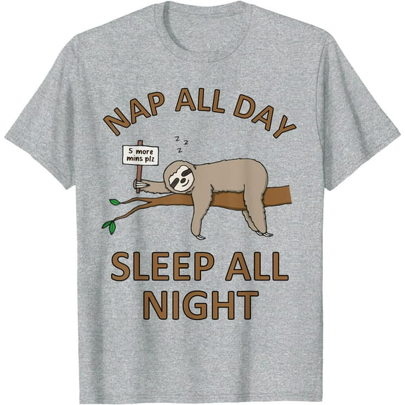 5 More Mins Funny Sloth Sleep Napping Cute Unisex T-Shirt for Men Women Kids Toddler