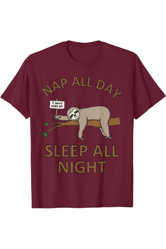 5 More Mins Funny Sloth Sleep Napping Cute Unisex T-Shirt for Men Women Kids Toddler