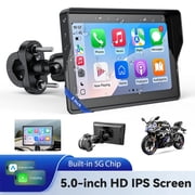 5 Motorcycle Carplay GPS Navigation System with Apple Carplay and Android Auto Portable Screen with Dual Bluetooth, Navigation, Siri, Google Assistant