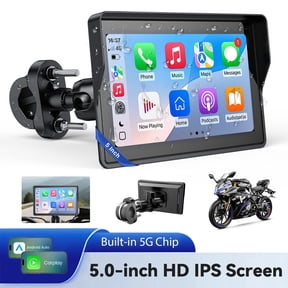 5'' Motorcycle Carplay GPS Navigation System with Apple Carplay and Android Auto Portable Screen with Dual Bluetooth, Navigation, Siri, Google Assistant