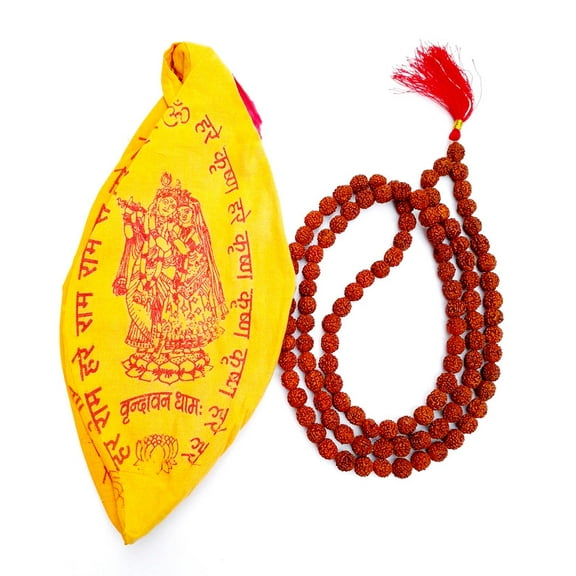 5 Mukhi Rudraksha Jaap Mala For Pooja 108+1 Beads With Gomukhi Jap Bag, 100% Pure