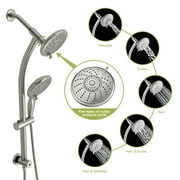 5" Multi Function Dual Shower Head with Adjustable Slide Bar, Brushed Nickel