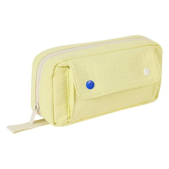 Under $5 Multi Layer Pencil Pouch, Large Capacity Zipper Pencil Case, Multi-Layer Organizer Pen Bag with Handle for Office & Travel, Yellow Large Capacity Pencil Case, by Goohae