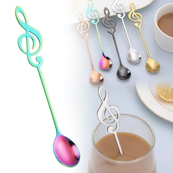Under $5 A Musical Note Spoon,Musical Note Spoon Purple,Coffee Spoon Stainless Dessert Spoon Fashionable and Music Theme Coffee Tea and Dessert Utensils