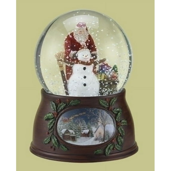 5" Musical Revolving Santa Building a Snowman Christmas Snow Globe Glitterdome