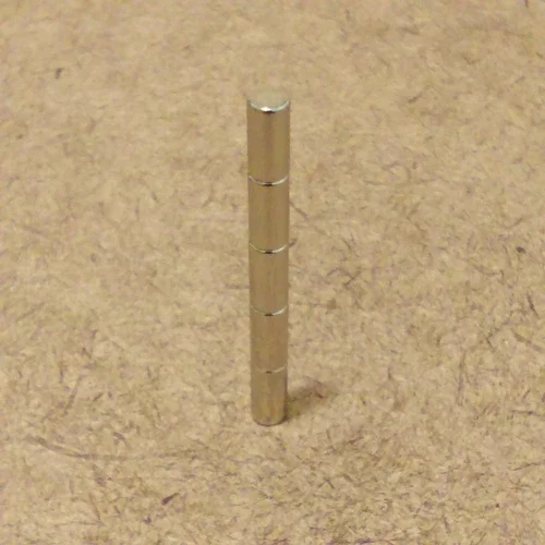 5 N52 Neodymium Cylindrical (1/8 X 1/4) Inches Cylinder/Disc Magnets.