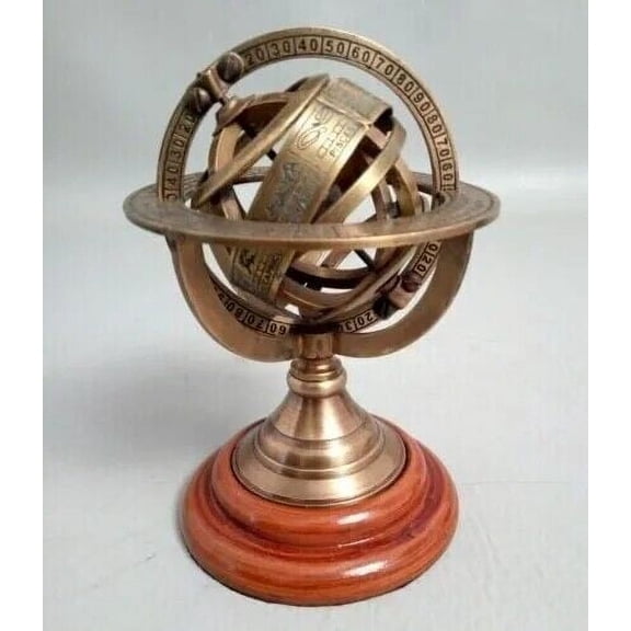 5" Nautical Brass Armillary Astrolabe Sphere Celestial Tabletop Armillary Antique Vintage Zodiac Engraved Armillary