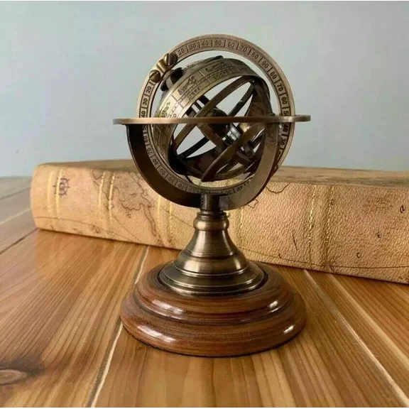 5" Nautical Brass Armillary Astrolabe Sphere Celestial Tabletop Armillary Antique Vintage Zodiac Engraved Armillary