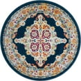 thumbnail image 1 of 5' Navy Blue and Beige Border Round Area Throw Rug, 1 of 4