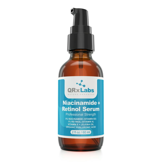 5% Niacinamide (Vitamin B3) + Retinol Serum (2 oz) - Ultimate Anti-Aging Wrinkle Reducing Treatment - Fights Acne Breakouts and Fades Blemishes & Spots