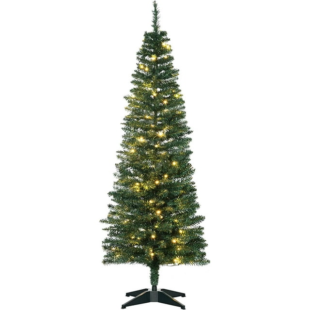 5' Noble Fir PreLit Slim Christmas Tree Realistic, 110 Warm White
