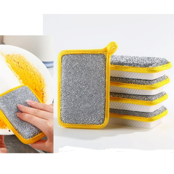 5 Non-Scratch Scrub Dish Sponges,Household Use Kitchen Sponge,Double-Sided Cleaning Cotton Rough Matte Surface,Reusable Sponges,Highly Absorbent,Easy to Dry,for Kitchen,Bathroom