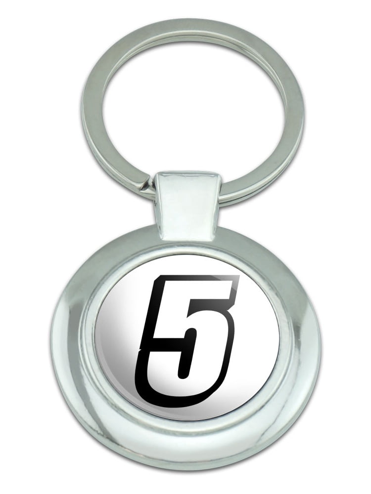 5 Number Five Classy Round Chrome Plated Metal Keychain - Walmart.com