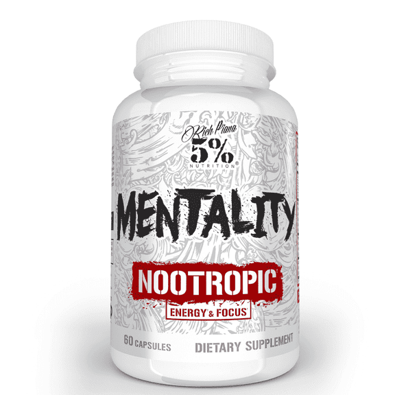 5% Nutrition Rich Piana  Nootropic,Energy & Focus Blend, Ginseng, Ginkgo, L-Theanine (60 Capsules)
