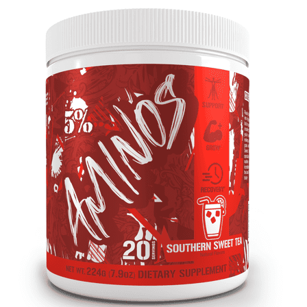 5% Nutrition Code Red Aminos BCAA & EAA Post Workout Recovery Powder, Full Spectrum Essential Amino Acid Complex for Men & Women (Southern Sweet Tea)