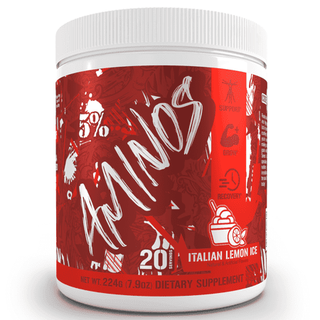 5% Nutrition Code Red Aminos BCAA & EAA Post Workout Recovery Powder | Full Spectrum Essential Amino Acid Complex for Men & Women (Italian Lemon Ice)