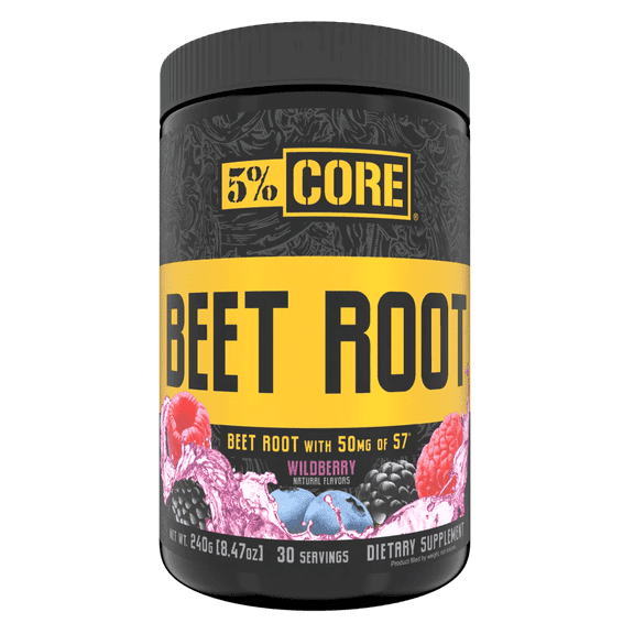 5% Nutrition Core Beet Root Pre Workout Supplement Powder, Natural Nitric Oxide Booster, Vegan Keto Sugar Free - 30 Servings (Wildberry)