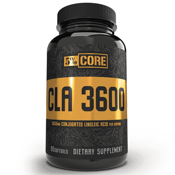 5% Nutrition Core CLA Metabolism & Muscle Preservation Supplement, 3600mg of Conjugated Linoleic Acid from 4500mg of Safflower Oil - 90 Softgels