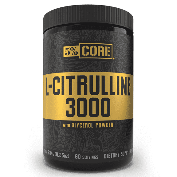 5% Nutrition Core L-Citrulline 3000 with Glycerol Nitric Oxide Booster & Muscle Pump Pre-Workout Supplement - 60 Servings (Unflavored)