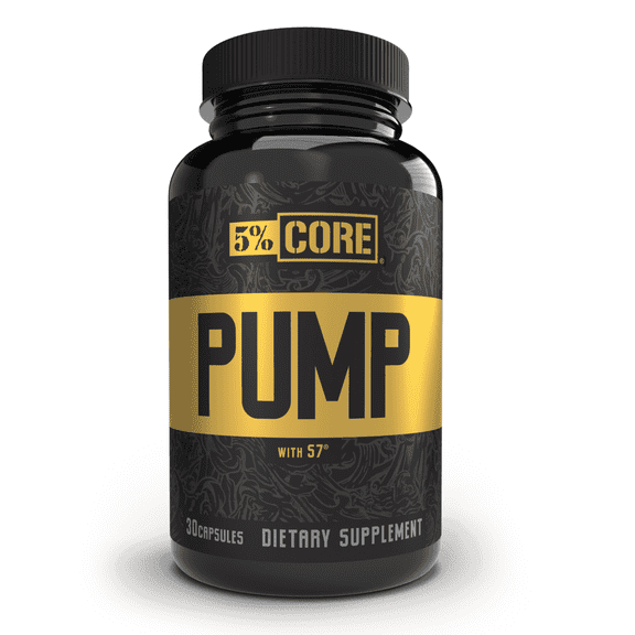 5% Nutrition Core Pump Capsules, Nitric Oxide Booster, Low-Stim Preworkout Supplement - 30 Servings