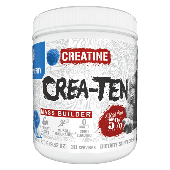 5% Nutrition CreaTEN Creatine Powder Supplement for Strength and Recovery, Blue Raspberry
