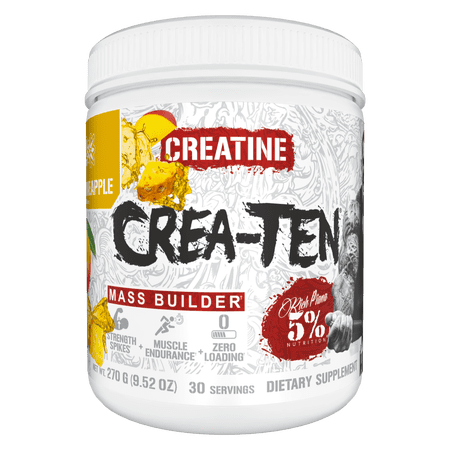 5% Nutrition CreaTEN Flavored Creatine Powder Supplement for Muscle Gain Max Power Strength Endurance and Recovery (Mango Pineapple)