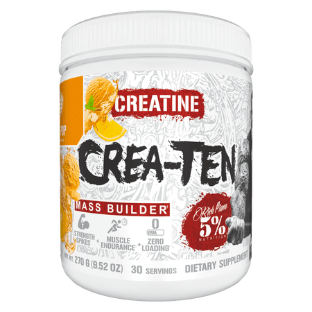 5% Nutrition CreaTEN Flavored Creatine Powder Supplement for Muscle Gain Max Power Strength Endurance and Recovery (Push Pop)