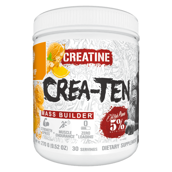 5% Nutrition CreaTEN Flavored Creatine Powder Supplement for Muscle Gain Max Power Strength Endurance and Recovery (Push Pop)