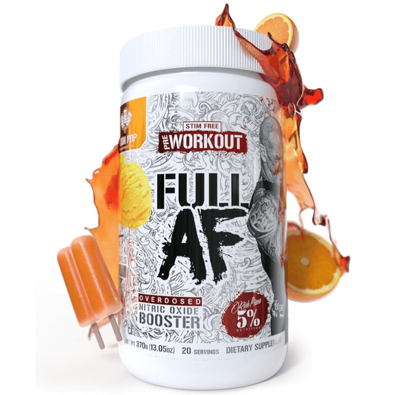 5% Nutrition Full AF Pre-Workout Stim-Free Powder Supplement, Caffeine-Free Max Pumps, 20 Servings (Push Pop)
