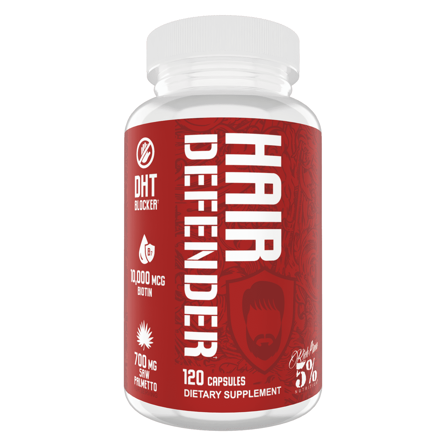 5% Nutrition Hair Defender Dietary Supplement with Biotin, Zinc, Saw Palmetto,120 Capsules