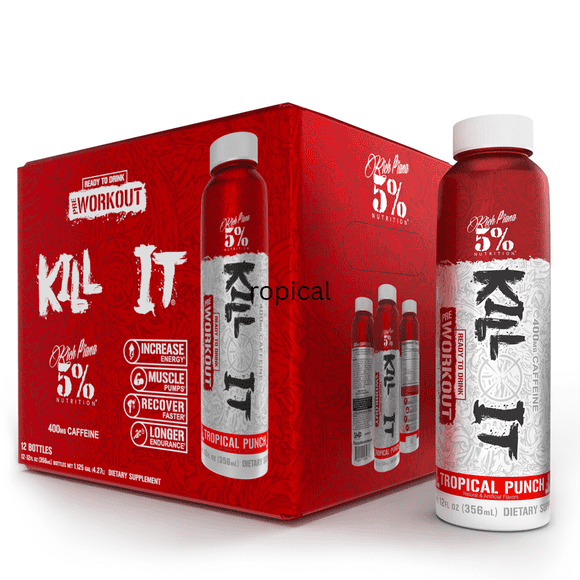 5% Nutrition Kill It Ready-to-Drink High Stim Pre Workout | 400mg Caffeine Energy Drink | Extreme Pump, Endurance, Focus & Hydration | Citrulline, Beta Alanine, Taurine | 12 Pack (Tropical Punch)