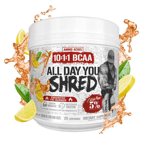 5% Nutrition Rich Piana AllDayYou Shred BCAA Powder | Amino Acid Supplement for Weight Loss | Elite Pre Workout for Energy, Hydration, Endurance & Recovery (Southern Sweet Tea)