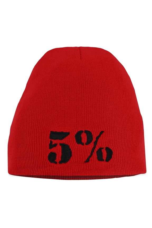 Rich Piana Black Beanie, Skull Cap for Men, Ultra Soft Athletic Warm Knit Hat for Men and Women, Red with Black Embroidered 5% Logo