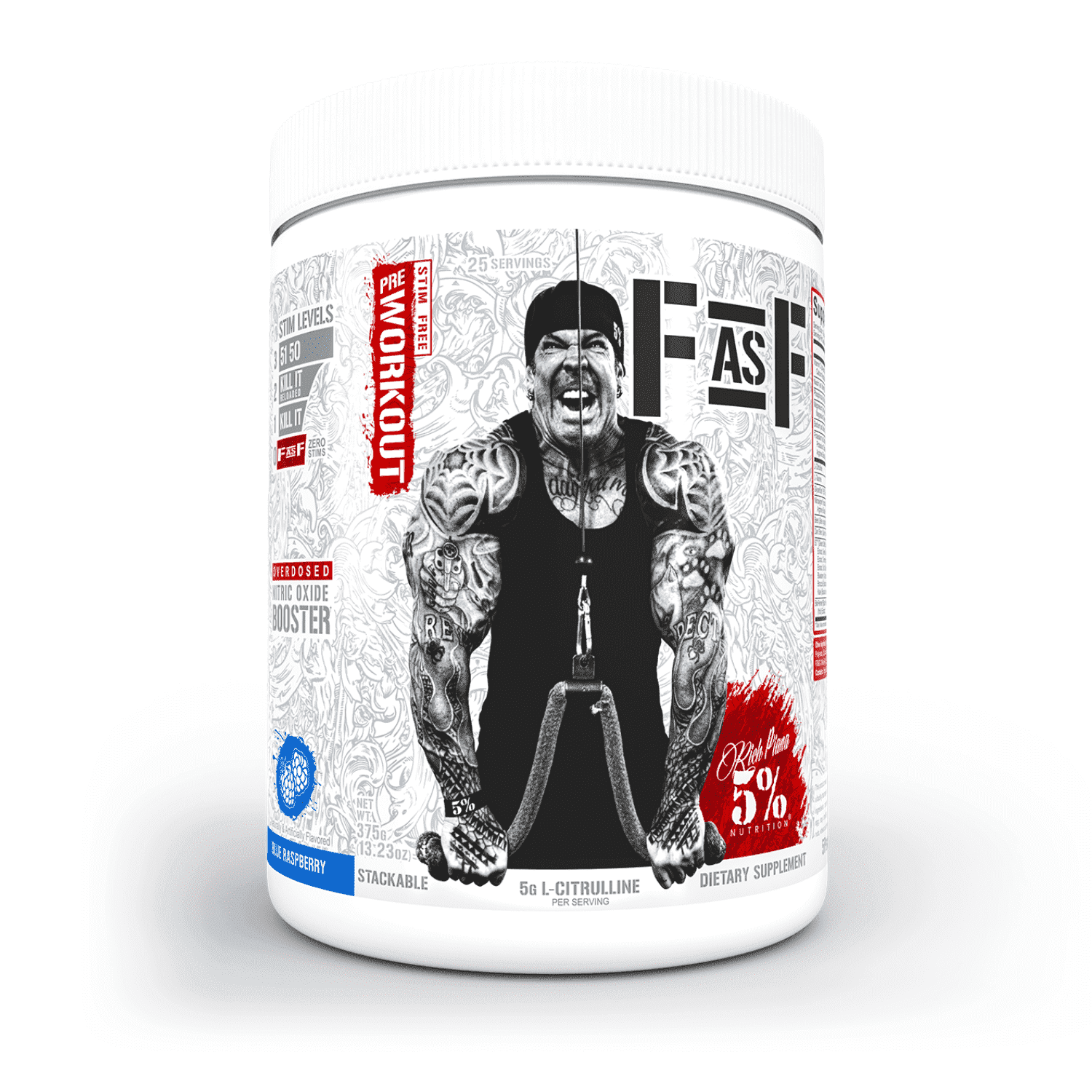 5% Nutrition FasF Pre Workout Powder Supplement, Bodybuilding and Muscle Recovery Support (Blue Raspberry)