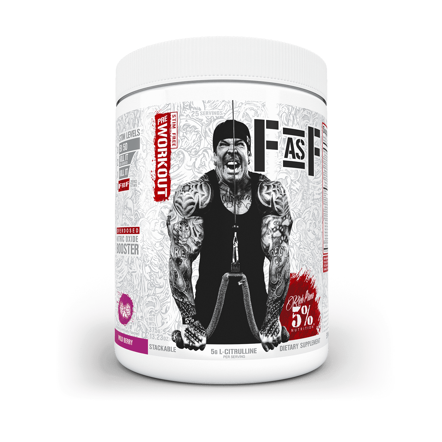 5% Nutrition Rich Piana FasF Overdosed Nitric Oxide Booster, Stim