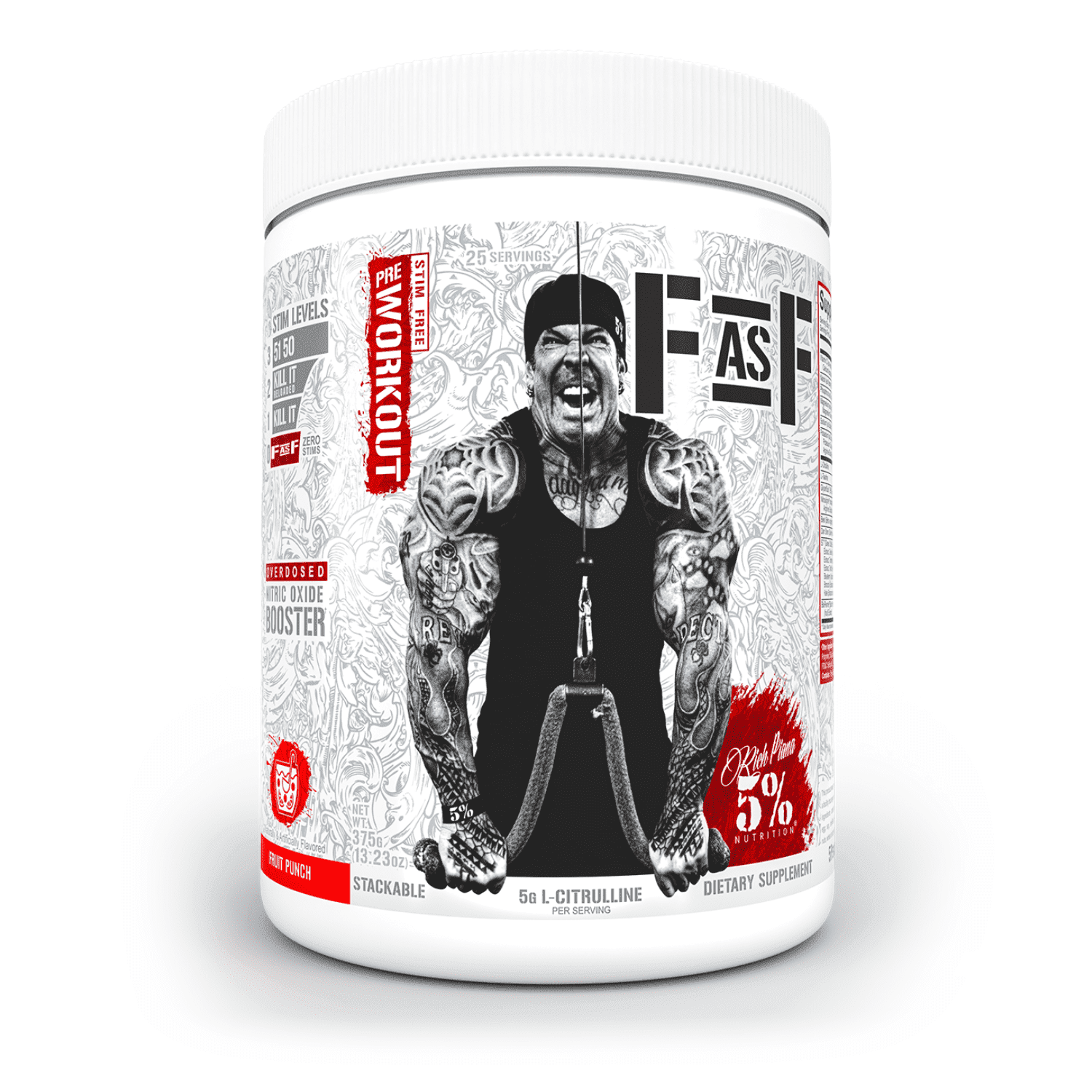 5% Nutrition FasF Pre Workout Powder Supplement, Bodybuilding and Muscle Recovery Support (Fruit Punch)