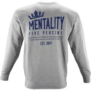 5% Nutrition Rich Piana Five Percent, Heather Gray Crewneck Sweater with Blue Inked Design
